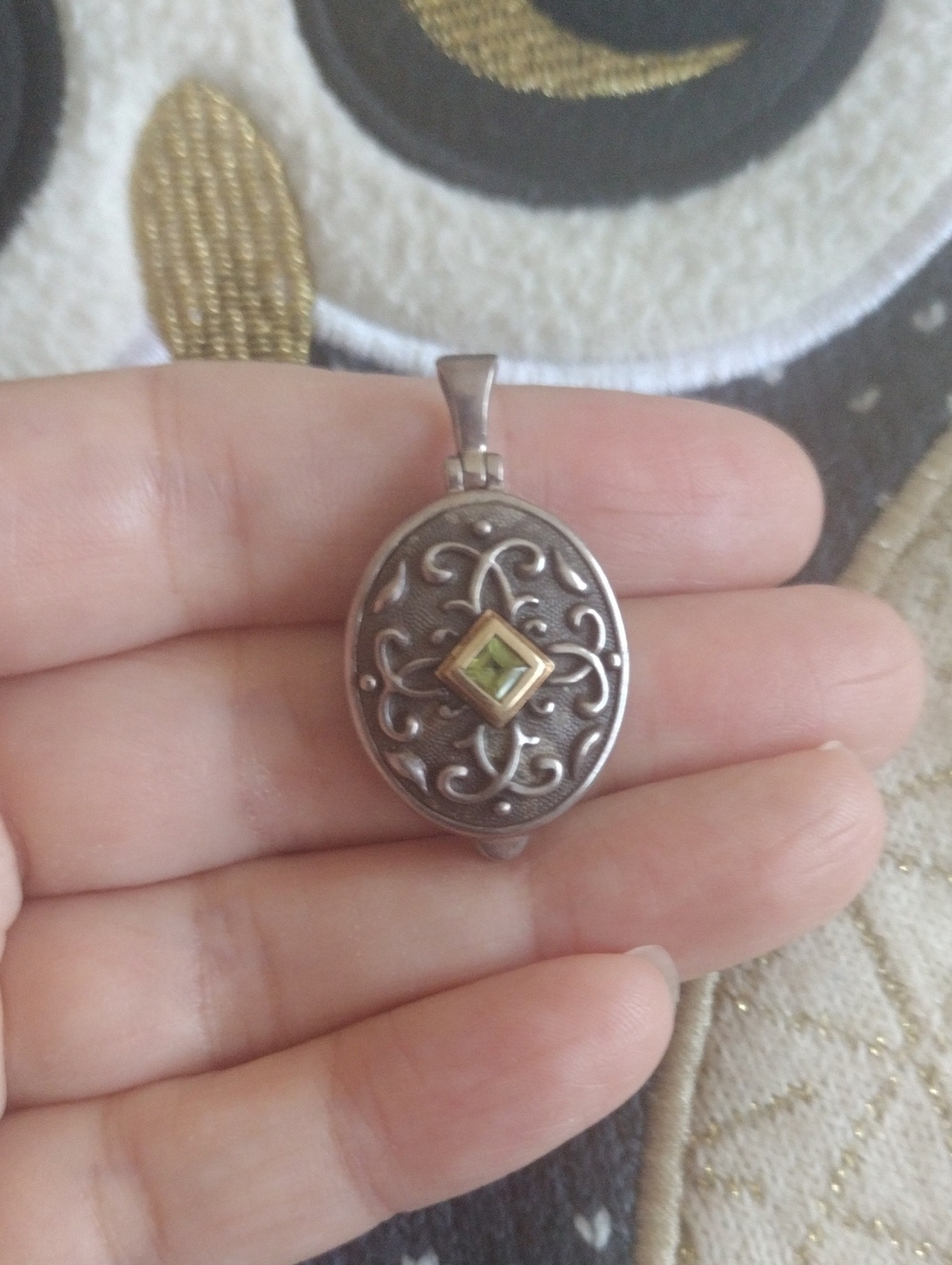 Sterling Silver Oval Genuine Peridot Locket From Antoli